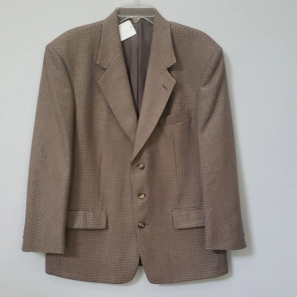 Vtg Blazer Sport Coat Men's 42S Wool Blend Houndstooth Three Button Jacket Tweed